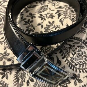 Milano Black unisex Belt with Shiny Silver Buckle